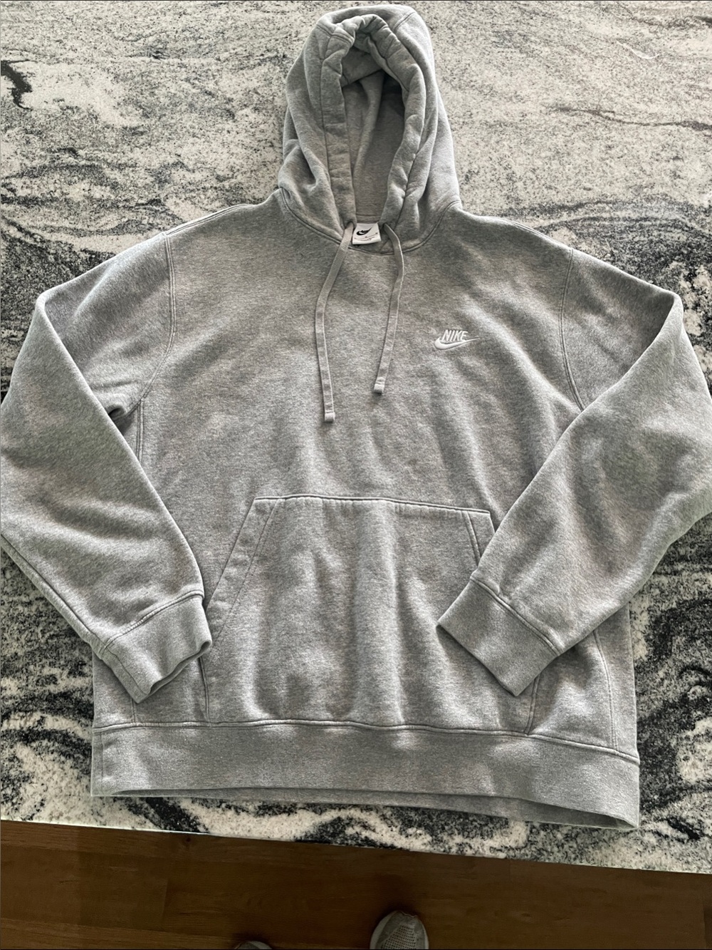 Nike Light Gray Pullover Hoodie with Small Chest Logo